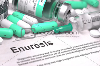 Diagnosis - Enuresis. Medical Concept with Blurred Background.