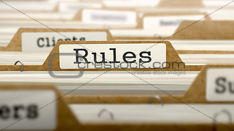 Rules Concept with Word on Folder.