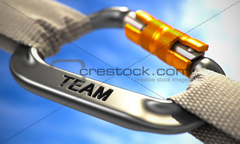 Chrome Carabiner with Text Team.