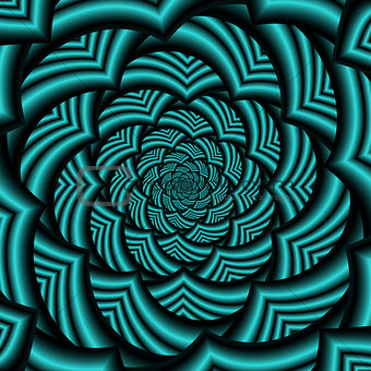 Curved Chevron Spiral in Turquoise