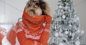 Fashionable young woman at Christmas
