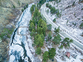 Poudre River Canyon aerial view