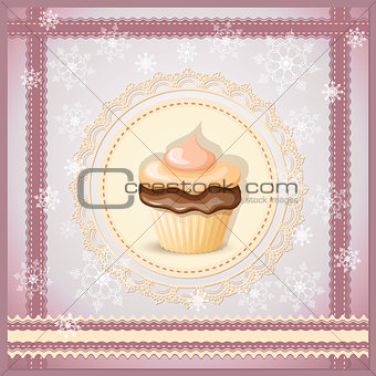 christmas banner with cupcake