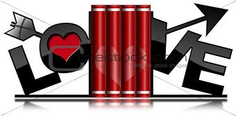 Love Books - Bookends with Love Text