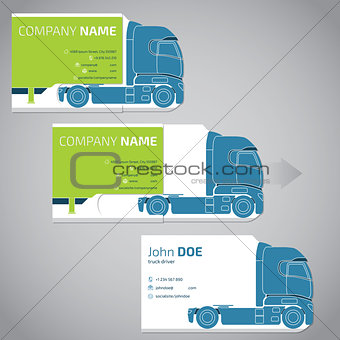 Two piece business card with truck and trailer