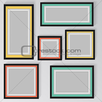 colorful frame vector on wall.