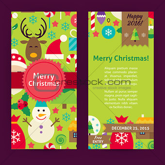 Flyer Template of Merry Christmas Objects and Elements