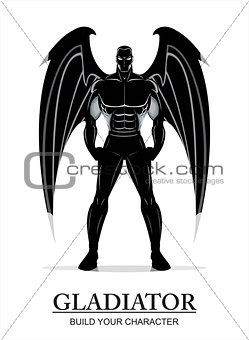 winged standing man on the white background