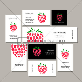 Business cards collection, raspberry design