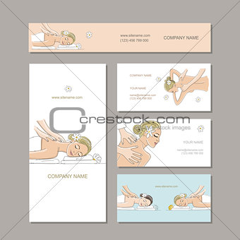 Business cards design, women in spa saloon