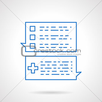 Business correspondence flat blue line vector icon