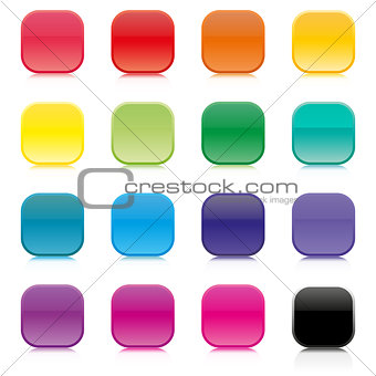 Set of multicolored square buttons, vector illustration.