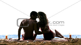 couple lovers kissing on the beach