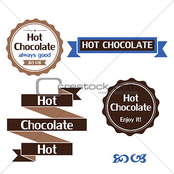 Hot chocolate labels, badges and design elements