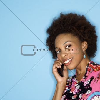 Smiling woman on cellphone