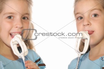 shot of happy children licking frosting