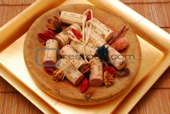  Corks and Golden plate