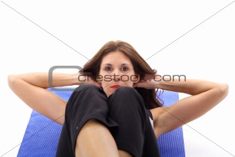 shot of a female doing situps