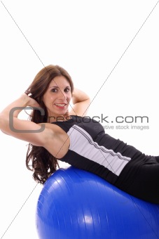 shot of abdominal crunches on stability ball