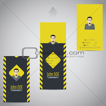 Simplistic flat business card with photo and data