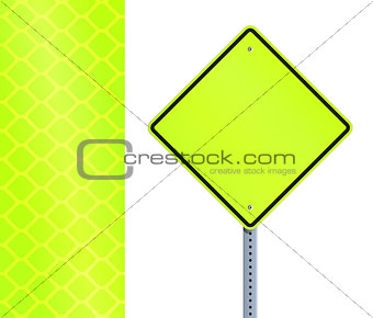 Yellow fluorescent road sign