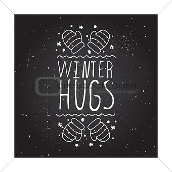 Winter hugs - typographic element