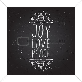 Joy love peace - typographic element