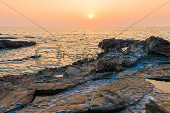 rocks and the sea. beautiful landscape at sunset
