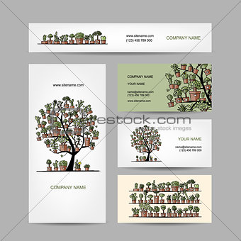 Business cards design with cactus tree