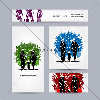 Business cards design. Christmas family