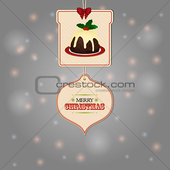 Christmas tags and pudding background