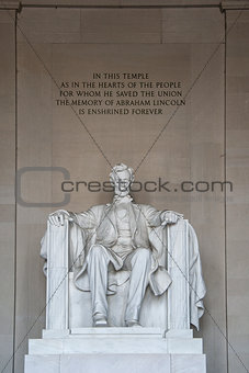 Abraham Lincoln Statue detail at Lincoln Memorial - Washington DC, USA