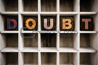 Doubt Concept Wooden Letterpress Type in Draw
