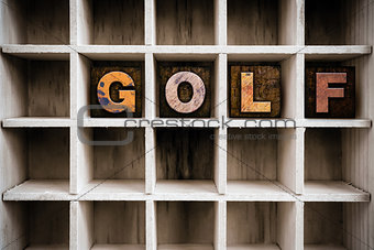 Golf Concept Wooden Letterpress Type in Draw