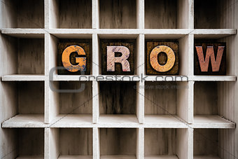 Grow Concept Wooden Letterpress Type in Draw