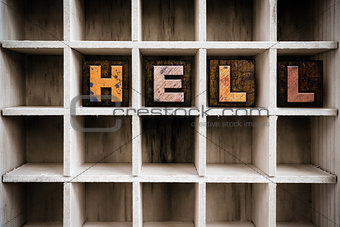 Hell Concept Wooden Letterpress Type in Draw