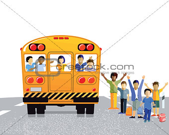 School bus with schoolchildren