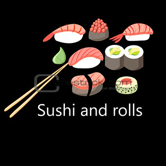 delicious Japanese sushi and rolls