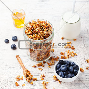 Healthy breakfast Fresh granola, muesli