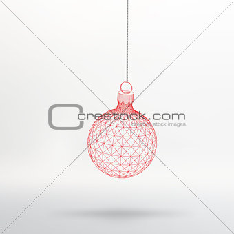 Christmas decoration ball. Polygon triangle. The structural grid of polygons. Abstract vector background. Polygonal design style letterhead and brochure.