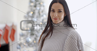 Gorgeous fashionable young woman at Christmas