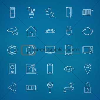 Internet of things Line Icons Set over Blurred Background