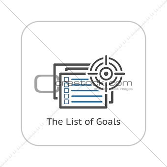 The List of Goals Icon. Flat Design.