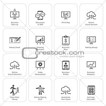 Business and Money Icons Set. Flat Design.