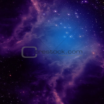 Space background with purple clouds