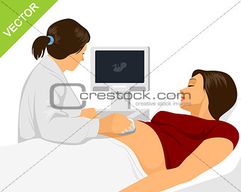 Pregnant doing ultrasonography