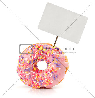 strawberry flavoured donut with price tag