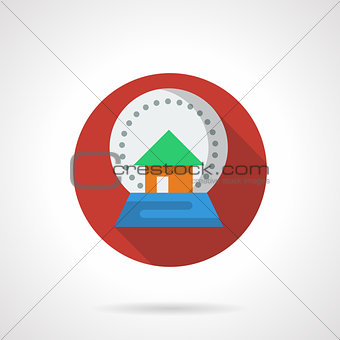 New Year snow globe red round flat vector icon