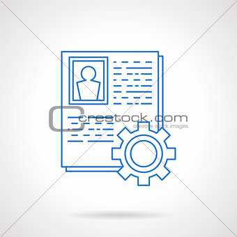 Staff data collection blue line vector icon