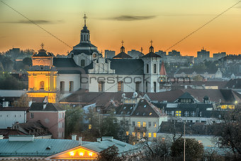 Vilnius, Lithuania: Church of Holy Spirit in the Sunset